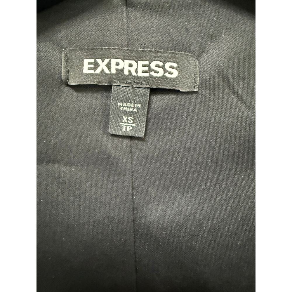Express XS Black Silver Sequin Bodycon Dress Long Sleeve Deep V Party Mini - Picture 5 of 5
